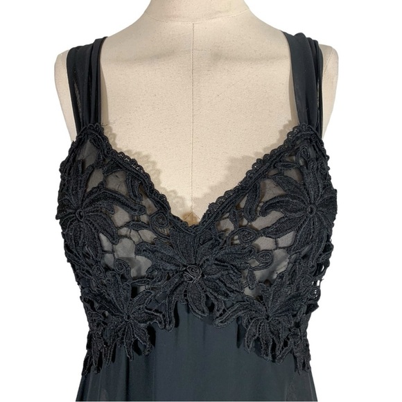 Vintage Sleeveless Lace Embroidered Lace Midi Chemise Slip Dress Size Medium - Picture 4 of 10